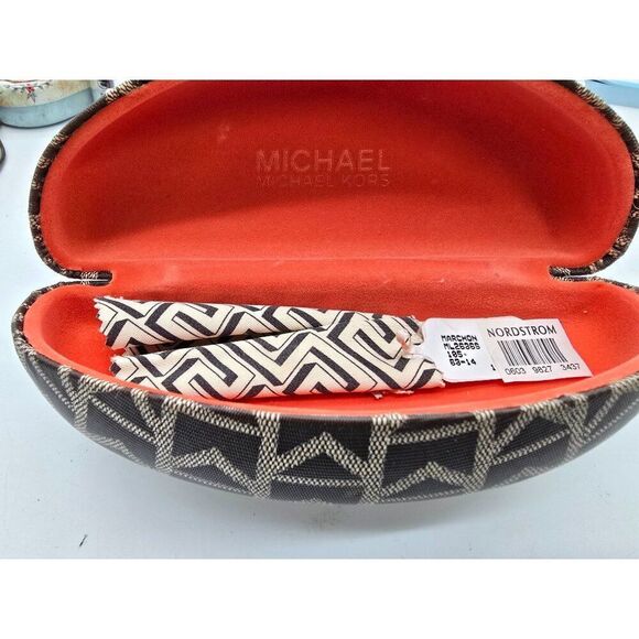 VTG Michael Kors Sunglasses White Beige orange Rhinestone Oversized Frame Case - Picture 12 of 13